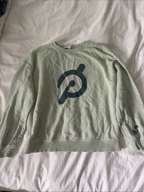 Peloton Men's Sage Green Crewneck with Dark Teal Logo